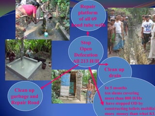 Construction details of community innovated low-cost latrineTin sheet, old plastic bottles and plastic sheets are used to construct such toilets 