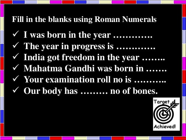 Kamal roman numerals 5 th class