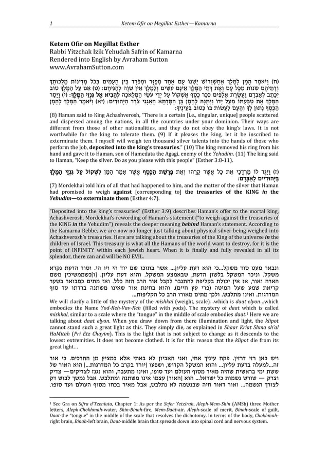 Kamarna on megillat esther | PDF