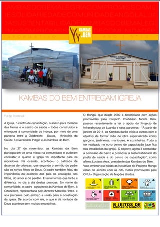 Projeto Kambas do Bem #Sustentabilidade #RSE Luanda / Angola - Jornal "Kambas do Bem" sobre a Comunidade do Mussende (ex-refugiados de Guerra)