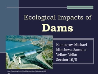 Ecological Impacts of   Dams Kamberov, Michael Mincheva, Samuila Velkov, Velko Section 10/5 http://users.owt.com/chubbard/gcdam/highres/dam08.jpg 