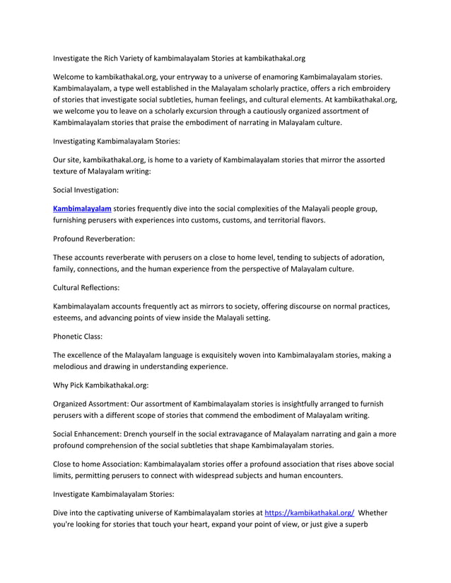 Malayalam kambi kadha DOCX