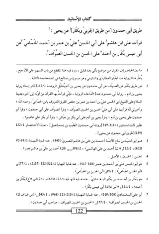 ‫كتاب‬
،‫الأماب‬
‫طريق‬
‫أبي‬
‫جمددن‬
‫تسم‬
‫طريق‬
'‫ص‬
‫وبلكرءل‬
‫ص‬
‫يحص‬
‫ا‬
‫قرأت‬
‫على‬
‫ابن‬
‫هاشم‬
‫على‬
‫أبي‬
‫الخن‬
‫عر‬
‫بن‬
‫عمر‬
‫بن‬
‫أحمد‬
‫الحماس‬
‫عن‬
‫أبي‬
‫عيسى‬
‫ار‬‫ك‬‫ب‬
‫بن‬
‫أحمد‬
‫على‬
‫الحس‬
‫بن‬
‫الحسن‬
‫الصواف‬
•
‫ل‬
‫م‬
‫ا‬
،‫ن‬‫بي‬
‫الحاصرتتن‬
‫مقول‬
‫من‬
‫موصع‬
‫أتي‬‫ي‬
‫بعد‬
،‫قليل‬
‫ورد‬
‫فيه‬
‫هدا‬
٠^٥^١
‫من‬
‫باب‬
‫السهو‬
‫على‬
‫الأرجح‬
•
‫ينظر‬
‫هنا‬
‫(رواية‬
‫عبد‬
‫الخيار‬
‫العطاردي‬
‫والدارمي‬
‫وهو‬
)‫ميمون‬
‫بن‬
)‫صالح‬
‫في‬
‫الصفحة‬
‫بعد‬
‫الية‬‫ت‬‫ال‬
.
2
‫ع‬
‫ن‬
‫طريق‬
‫بكار‬
‫عن‬
‫الصواف‬
‫عن‬
‫أبي‬
‫حمدون‬
‫عن‬
‫يحيى‬
‫بنآدم‬
‫ابل‬‫ق‬‫ب‬
‫الرونحة‬
147/1
‫[ذكر‬
‫إسناد‬
‫رواية‬
‫يحيى‬
‫بن‬
،‫آدم‬
‫رواية‬
‫أبي‬
،‫حمدون‬
]‫عنه‬
‫ا‬‫م‬‫أ‬‫ر‬‫ر‬
‫هذه‬
،‫الرواية‬
‫إني‬‫ف‬
‫قرأتر‬
‫ا‬‫ه‬‫ب‬
،‫القرآن‬
‫من‬
‫أوله‬
٥‫إلىآحر‬
‫كديتة‬
‫السلأمءلى‬
‫الشح‬
‫أبي‬
‫الحسن‬
‫إ‬‫ي‬‫عل‬
‫بن‬
‫أحمد‬
‫ين‬
‫عمر‬
‫بن‬
‫حفص‬
‫المقرئ‬
‫المعروف‬
‫ابن‬‫ب‬
،‫الخمامي‬
‫رحمه‬
‫الله؛‬
‫تحرني‬-‫أ‬‫و‬
‫ه‬‫ئ‬‫أ‬
‫أ‬‫ر‬‫ق‬
‫ا‬‫ه‬‫ب‬
‫على‬
‫أبي‬
‫علي‬
‫الحسن‬
‫بن‬
،‫الحسين‬
‫الصواف؛‬
‫أ‬‫ر‬‫وق‬
‫اف‬‫؛‬‫الصو‬
‫على‬
‫أبي‬
‫حمدون؛‬
‫أ‬‫ر‬‫وق‬
‫أبو‬
‫حمدون‬
‫على‬
‫بممى‬
‫بنآدم؛‬
‫أ‬‫ر‬‫وق‬
‫آدم‬،<‫يحص؛‬
‫عز‬
‫أبي‬
‫بكر‬
،ُ
‫يض؛‬
‫أ‬‫ر‬‫وق‬
‫أبو‬
‫بكر‬
‫على‬
"‫عاصم‬
•
‫نظير‬
‫ذلك‬
‫المستنير‬
318/1
-
319
‫[رواية‬
‫أبي‬
‫حمدون‬
‫الطيب‬
]‫بزإسمامل‬
،
‫غاية‬
‫الاختصار‬
122/1
‫قأ)[طريق‬9‫ل‬
‫أبي‬
‫حمدون‬
،‫عن‬
t،^
•
3
‫ه‬
‫و‬
‫أبر‬
‫العباس‬
‫ت‬
‫اج‬
‫الأئمة‬
‫أحمد‬
‫بن‬
‫علي‬
‫بن‬
‫هاشم‬
‫المسرى‬
(
445
)
.
‫عنه‬
‫غاية‬
‫النه‬
‫اية‬
89/1
09"
(
403
،)
522/1
‫؛‬
‫ار(ك)أحمد‬
‫بن‬
‫عر‬
‫الهاض!؛‬
،
98/2
‫ءل‬.‫ئ;ل‬
)‫ار(ك‬
‫أحمد‬
‫بن‬
‫علي‬
‫بن‬
piU
،‫ممر‬
.
4
‫ا‬
‫لحسن؛‬
‫الحبن‬
،
‫الأصل‬
.
5
‫ه‬
(‫وأبوالحنض؛ننم؛نءمر‬
528
417
)
.
‫عنه‬
‫هاية‬J‫ظيتا‬
521/1
522
(
2157
)
،
/‫ل‬
177
‫؛إ‬
‫الحسن‬‫و‬‫أب‬«
»‫ْي‬‫ا‬‫الحن‬
،
9/1
‫همااأبي‬
‫الحز‬
‫بن‬
‫الهناس؛؛‬
•
6
‫ه‬
‫وبكاربن‬
‫أحمد‬
‫بن‬
‫ار‬‫ك‬‫ب‬
‫الب‬
‫غدادي‬
.
‫عته‬
<‫د‬
‫ة‬
‫النه‬
‫ة‬‫ب‬‫ا‬
177/1
(
823
)
،
10/1
‫شر<(ع)بذار؛ن‬
‫أحمدء‬
،
521/1
‫إ‬
‫اا(سغاك)أ;يءسسكاراا‬
.
7
‫أ‬
(‫بوءالياوغدادي‬
310/308
)
.
‫صه‬
‫غاية‬
‫النه‬
‫اية‬
210/1
-
211
(
968
)
،
343/1
_(«‫ةي‬
‫غا‬
،‫ف‬
)‫ك‬
‫ّلحسمن‬‫ا‬
‫بن‬
‫ا"لحسان‬
‫ال‬
s۵
‫وادااا‬
،
‫لإإ‬77/‫ل‬
‫ررالحسمن‬
‫بن‬
‫الحاسأان‬
^‫ال^بمأواد‬
،
‫صاحعب‬
‫ابى‬
‫حمدونا؛‬
٠
|====^=^^=^
I T22
^^^^==^===
 
