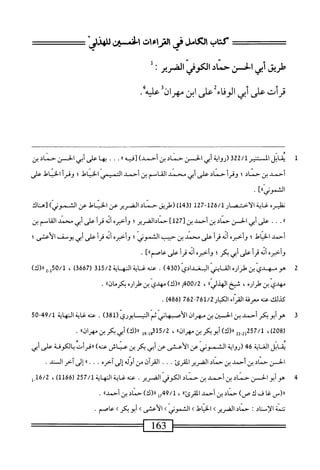 ‫حمبلأىخمرماءمحسسر‬
‫طريق‬
‫ايى‬
‫الحسن‬
‫حهاد‬
‫الكوفي‬
‫الصرير‬
.
‫قرأت‬
‫على‬
‫أبى‬
‫فذاعو‬
‫ابن‬
/‫مهرازقعيه‬
1
‫م‬
‫ابل‬
‫المتتير‬
322/1
‫(رواية‬
‫أبى‬
‫الحسن‬
‫حماد‬
‫بن‬
)‫أحمد‬
‫[فيه‬
‫ر‬‫ر‬
.
.
.
‫بها‬
‫على‬
‫أبى‬
‫الحن‬
‫حماد‬
‫بن‬
‫أحمد‬
‫بن‬
‫حماد‬
•
‫وقرأ‬
‫حماد‬
‫على‬
‫أبي‬
‫محمد‬
‫القامم‬
‫بن‬
‫أحمد‬
‫التميمي‬
‫الخياط؛‬
‫وقرأ‬
‫الخياط‬
‫على‬
]‫؛‬،‫الثموني‬
.
ْ‫ر‬‫نفلي‬
‫غاية‬
‫الاختصار‬
126/1
-
127
‫)(ريق‬41‫رق‬
‫حماد‬
‫الضرير‬
‫عن‬
‫الخناط‬
‫عن‬
)ّ‫ي‬‫الشمون‬
‫[محاك‬
‫ر‬‫ر‬
.
.
.
‫على‬
‫أبي‬
‫الحسن‬
‫حماد‬
‫بن‬
‫أحمد‬
‫بن‬
[
127
‫آ‬
‫حمادالضرير؛‬
‫وأخبره‬
‫أنه‬
‫أ‬‫ر‬‫ف‬
‫على‬
‫أبي‬
‫محمد‬
‫القاسم‬
‫بن‬
‫أحمد‬
‫الخياط‬
•
ْ‫ر‬‫وأحب‬
‫أنه‬
‫قرأ‬
‫على‬
‫محمد‬
‫بن‬
‫حبيا‬
‫الشمونى؛‬
ْ‫ر‬‫وأحب‬
‫أنه‬
‫قرأ‬
‫على‬
‫أبى‬
‫يومنا‬
‫الأعشى؛‬
‫وأخبره‬
‫أنه‬
‫أ‬‫ر‬‫ق‬
‫على‬
‫أبي‬
‫بكر؛‬
‫وأخبره‬
‫أنه‬
‫أ‬‫ر‬‫ق‬
‫على‬
‫ءاصمأءآ‬
.
2
‫ه‬
‫ّ؛ننياره‬‫ى‬‫ومهد‬
(ّ‫ى‬‫صسيانماد‬
430
)
.
‫عنه‬
‫غاية‬
‫اماية‬
315/2
(
3667
)
،
0/1
)‫شرر(ك‬
‫مهدي‬
‫بن‬
‫راره‬
،
‫شيح‬
>،‫الهدلي‬
،
7400/2
)‫رر(ك‬
‫مهدى‬
‫بن‬
ْ‫ر‬‫را‬
،‫بكرمانء‬
.
‫كيلك‬
‫محه‬
‫معرفة‬
‫ّاء‬‫ر‬‫الق‬
‫الكبار‬
761/2
-
762
(
486
)
.
3
‫ه‬
‫وأبو‬
‫بكر‬
‫أحمد‬
‫بن‬
‫الحسن‬
‫بن‬
‫مهران‬
‫الأصبهاني‬
‫ثم‬
‫الني‬
‫ابوري‬
(
381
)
.
‫عنه‬
‫غاية‬
‫النهاية‬
49/1
05-
‫ر‬
208
،)
257/1
،»‫ساا(ك)شمينجمان‬
5/2
،‫لش‬
»‫ِان‬‫ه‬ْ‫ن‬‫«(ك)أبيبكري‬
.
‫بماتل‬
‫ائن‬‫خ‬‫ال‬
‫ب‬6
‫(وواية‬
‫الشموني‬
‫عن‬
‫الأعشى‬
‫ص‬
‫أبي‬
‫بم‬
‫بن‬
‫عاش‬
)‫عته‬
‫اافرأت؛امذت‬
‫على‬
‫أبي‬
‫الحن‬
‫حماد‬
‫بن‬
‫أحمد‬
‫بن‬
‫حماد‬
‫الضرير‬
‫اكرئ‬
.
.
.
‫القرآن‬
‫من‬
‫أوله‬
‫خره‬1‫إلى‬
.
.
.
،‫ا‬
‫إلى'أخر‬
‫ال‬
‫ند‬
.
4
‫ه‬
‫و‬
‫أبو‬
‫الحسن‬
‫حسماد‬
‫بن‬
‫أحمد‬
‫بن‬
‫حماد‬
‫الكوفي‬
.‫الضرير‬
‫عنه‬
‫غاية‬
‫النهاية‬
257/1
(
1166
)
،
16/2
‫إ‬_
‫رر(س‬
‫ا‬‫غ‬
‫قط‬
‫ك‬
)‫ص‬
‫حناد‬
‫بن‬
‫أحمد‬
»‫اكرئ‬
،
1749/1
)‫رر(ك‬
‫حناد‬
‫بن‬
»‫أحمد‬
.
‫تتمة‬
‫الإسناد‬
I
‫حماد‬
‫الضرير‬
>
‫الخياط‬
>
‫الشموني‬
‫ك‬
‫الأعشى‬
‫ك‬
‫أبوبكر‬
‫ك‬
‫عاصم‬
.
_===
163
 