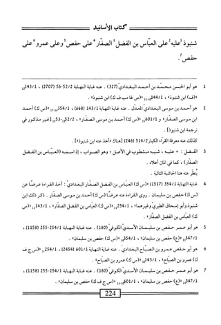 ‫كتاب‬
‫الأمحاه‬
‫ش~وذ‬
‫عليه‬
‫على‬
‫العباس‬
‫بن‬
‫المضل‬
‫الخمار‬
‫على‬
‫حمص‬
‫وعلى‬
‫عمرو‬
‫على‬
1.
,
2
‫حفصن‬
•
1
‫ه‬
‫و‬
‫أبو‬
‫افن‬
‫سند‬
‫بن‬
‫أحمد‬
)‫ق‬72(ّ‫ي‬‫اوغاواد‬
.
‫عنه‬
‫غاية‬
‫المهاة‬
52/2
-
56
(
2707
)
،
43/1
‫مل‬
١١
)‫(ف‬
‫ابن‬
‫شنبوذال‬
،
‫ِإإ‬‫إ‬0‫أ‬44'/1
٠١
‫(س‬
‫غا‬
‫مب‬
‫ف‬
)‫ك‬
‫ابن‬
‫شنيودءا‬
.
2
‫ه‬
‫و‬
‫أحمد‬
‫بن‬
‫موصى‬
‫البغدادي‬
‫العدل‬
.
‫عنه‬
‫غاية‬
‫النهاية‬
143/1
‫ر‬
668
)
،
'/1
54
‫ِحإ‬‫إ‬‫قق‬
١١
‫رص‬
)‫ك‬
‫أحمد‬
‫ابن‬
‫مرمى‬
®‫الصمار‬
‫و‬
‫ل‬5‫لهء‬/‫ل‬
‫رررس‬
)‫ك‬
‫أحمد‬
‫بن‬
‫موصى‬
‫الصنارا؛‬
،
52/2
35-‫إ‬‫إ‬
‫ول‬
‫[غير‬
‫مذكور‬
‫في‬
‫ترجمة‬
‫ابن‬
]‫شنبوذ‬
.
‫كيلك‬
‫عنه‬
‫معرفة‬
‫اوكبار‬
514/2
(
246
)
‫[هناك‬
١١١
،^‫؛‬-
‫محه‬
‫ابن‬
]»‫شنبوذ‬
.
3
‫ا‬
‫لمضل‬
‫إ‬
+
‫عليه‬
،
‫ث‬
‫ب‬
‫ه‬
‫مشطوب‬
‫في‬
‫الأصل؛‬
‫وهو‬
،‫الصواب‬
‫إذ‬
‫امس‬
‫مه‬
‫(العناس‬
‫بن‬
‫الفضل‬
)‫الصنار‬
،
‫كما‬
‫فى‬
‫المس‬
‫أعلاه‬
.
‫يفلر‬
‫عنه‬
‫هنا‬
‫الحاشية‬
‫اكالية‬
.
4
‫غ‬
‫اية‬
‫المهاية‬
354/1
(
1517
)
‫رر(س‬
)‫ك‬
‫الحناس‬
‫بن‬
‫الفضل‬
‫الصنار‬
ّ‫ي‬‫اوغداد‬
:
‫أخذ‬
‫القراءة‬
‫عرصاعن‬
_(
)‫ك‬
‫حفص‬
‫ين‬
‫سليمان‬
.
‫روى‬
‫القراءة‬
‫عنه‬
_(‫عرصا‬
)‫ك‬
‫أحمد‬
‫بن‬
‫موصى‬
.‫الصنار‬
‫ذكر‬
‫ذلك‬
‫ابن‬
‫شنبوذ‬
‫وأبوإسسحاق‬
‫الهلبري‬
‫؛‬،‫وغيرهما‬
،
254/1
2‫إ‬
١١
‫(س‬
)‫ك‬
‫العباس‬
‫بن‬
‫الفضل‬
،‫الصماره‬
143/1
‫إإ‬
١١
‫(س‬
)‫ك‬
‫العباس‬
‫بن‬
‫الفضل‬
‫ار؛؛‬‫ن‬‫الص‬
.
5
‫ه‬
‫و‬
‫أبوعمر‬
‫حفص‬
‫بن‬
‫فان‬
‫ّدي‬‫أ‬‫ال‬
‫الكوفي‬
(
180
)
.
‫عنه‬
‫غاية‬
‫المهاية‬
254/1
-
255
(
1158
)
،
347/1
2‫إ‬
)‫رر(ع‬
‫حفص‬
‫بن‬
،‫ّاومانا‬
،
354/1
‫إ‬‫غ‬
‫ار(س‬
)‫ك‬
‫حفص‬
‫ين‬
‫؛‬،‫ماليمان‬
.
‫ق‬
‫ه‬
‫و‬
‫أبوحفص‬
‫عمروبن‬
‫الحناح‬
‫البغدادي‬
.
‫عنه‬
‫غاية‬
‫اية‬‫ه‬‫الن‬
601/1
(
2454
)
،
254/1
‫ر‬
‫ل((سج‬
‫ف‬
)‫ك‬
‫عمروبن‬
‫اح؛؛‬‫ي‬‫الص‬
،
143/1
‫ولرر(سك)ءمرويناكتاحاا‬
.
7
^
‫فص‬
‫ين‬
‫كوفي‬3‫خمانالأسديا‬
(
180
)
.
‫عنه‬
‫غاية‬
‫المهاية‬
254/1
-
255
(
1158
)
،
47/1
2‫تل‬
)‫رربع‬
‫حفص‬
‫بن‬
‫سليمان؛؛‬
،
1/1
‫ِإإ‬‫إ‬‫ي‬6‫ه‬
‫رر(سج‬
‫ف‬
)‫ك‬
‫حفص‬
‫بن‬
ّ
‫اليماناا‬
.
 