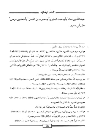 ‫كتاب‬
،‫الأماشي‬
‫عبيد‬
‫الله‬
‫بن‬
‫معاذ‬
‫أبيه‬‫و‬
‫معاذ‬
‫انمبري‬
‫ومحبوب‬
‫بن‬
‫الحسن‬
‫وأحمد‬
‫بن‬
‫موسى‬
‫على‬
‫أش‬
‫عميد‬
•
1
‫ع‬
‫بيد‬
‫الله‬
‫بن‬
‫معاذ‬
'.
‫عبد‬
‫الله‬
‫بن‬
‫معاد‬
،
‫الأصل‬
.
‫هو‬
‫أبو‬
‫عمرو‬
‫عبيد‬
‫الله‬
‫بن‬
‫معاذ‬
‫ين‬
‫محاذ‬
‫العنبري‬
(
)2‫ق‬7
.
‫محه‬
‫غاية‬
‫النه‬
‫اية‬
94‫ق‬/1
‫رق‬
205
)
‫[هناك‬
02‫لمتوهم‬
‫ررروى‬
‫القراءة‬
‫عن‬
)‫(ك‬
‫أبي‬
،‫عمرو‬
‫كذا‬
‫ذم‬
.‫الهذلي‬
.
.
‫قلت‬
:
‫وعندي‬
‫في‬
‫قراءته‬
‫على‬
‫أبي‬
‫عمرولفر‬
•
،‫نعم‬
‫ممكن‬
‫أن‬
‫يكون‬
‫أ‬‫ر‬‫ق‬
‫على‬
‫أيه‬
‫عن‬
‫أبي‬
،‫عمرو‬
‫كما‬
‫صرح‬
‫ه‬‫ب‬
ّ‫ي‬‫أبوءل‬
،‫الأهوازي‬
‫وهو‬
‫الصواب؛‬
‫فقد‬
‫روى‬
0‫أ؛و‬
‫القراءة‬
‫عنه‬
.
‫والله‬
]‫أعلمء‬
،
290/1
‫ه‬
)‫رر(ك‬
‫عبيد‬
‫الله‬
‫[في‬
‫المفلبؤع‬
‫(عبد‬
])‫الله‬
‫بن‬
‫معاذء‬
،
/‫ل‬
285
‫هإ‬
)‫رر(ك‬
‫ابنه‬
‫عبيد‬
‫الله‬
‫بن‬
‫ا‬،‫محاذ‬
.
‫كذلك‬
‫عنه‬
‫الأن‬
‫اب‬
71/9
‫«عثيد‬
»‫الله‬
‫و‬
72/9
‫«ءييد‬
‫الله‬
‫بن‬
‫معاذء‬
.
2
‫ه‬
‫و‬
‫أبوعبيد‬
‫الله‬
‫معاذ‬
‫بن‬
‫محاذ‬
‫بن‬
‫نصر‬
‫اففل‬‫ح‬‫ال‬
(
19
)‫ل‬69-‫ل‬
،
‫قاصي‬
‫البصرة‬
.
‫عنه‬
‫غاية‬
‫النهاية‬
302/2
‫ر‬
22
)‫ةق‬
،
/‫ل‬
290
‫و‬
)‫رر(ك‬
‫معاذ‬
‫ين‬
‫معاذء‬
،
‫مإ‬58/‫ل‬
‫ور‬
)‫رر(ك‬
‫معاذ‬
‫بن‬
‫محاذه‬
.
‫عنه‬
‫قارئا‬
‫أيصا‬
‫كتاب‬
‫ال‬
‫ثعة‬
85
،
‫قراءات‬
‫القراء‬
39‫المعروف؛ن‬
.
‫كذلك‬
‫عنه‬
‫الأنساب‬
71/9
27-
‫[هناك‬
71/9
‫أبو‬‫ر‬‫ر‬
‫المس‬
‫محاذ‬
‫بن‬
]‫معاذة‬
.
3
‫ه‬
‫و‬
‫أبوبكر‬
‫محني‬
‫بن‬
‫الحسن‬
‫بن‬
‫هلال‬
‫الهصري‬
.
‫عنه‬
^‫ي‬
‫ة‬
‫الهاية‬
123/2
(
2944
)
،
290/1
‫ه‬
)‫رر(ك‬
‫محبوب‬
‫بن‬
‫الهن‬
،‫ه‬
285/1
‫وإ‬
)‫رر(ك‬
‫محبوبء‬
.
‫كذلك‬
‫عنه‬
‫قاريا‬
‫أيصا‬
‫كتاب‬
8‫السعةق‬
،
‫قراءات‬
‫القراء‬
‫المحروفن‬
93
.
4
‫ه‬
‫و‬
‫أحمد‬
‫بن‬
‫موصى‬
‫بن‬
‫أبي‬
‫مريم‬
‫اللؤلؤي‬
‫الخزاعي‬
‫البصري‬
.
‫عنه‬
‫غاية‬
‫النهاية‬
143/1
(
666
)
،
89/1
)‫«(ك‬2‫ه‬,‫مل‬
‫أحمد‬
‫بزمومى‬
»‫اللؤلؤي‬
،
85/1
)‫تجل«(ك‬
‫أحمد‬
‫ين‬
»‫موس‬
.
‫كذلك‬
‫عنه‬
‫ا‬‫ئ‬‫ار‬‫ق‬
‫كتاب‬
‫ال‬
58‫بعة‬
،
‫قراءات‬
39‫ّاءادروفين‬‫ر‬‫الق‬
،
‫معرفة‬
‫ّاءاممار‬‫ر‬‫الق‬
341/1
29(
)
.
 