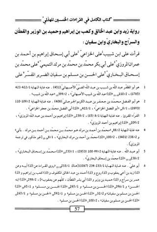 ‫كتاب‬
‫املءى‬5‫لأ‬
‫افنسز‬
‫دواذذذيلوابن‬
‫عيدالخالق‬
‫وكعب‬
‫بن‬
‫إبراهيم‬
‫وحميدبن‬
‫الوزيروالقطان‬
‫والسراج‬
‫واا؛مري‬
‫وابن‬
‫سمان‬
:
‫قرأت‬
‫على‬
‫ابن‬
‫شجب‬
‫على‬
‫الخزاعي‬
‫على‬
‫أبي‬
‫إسحاق‬
‫إبراهيم‬
‫بن‬
‫أحمد‬
‫بن‬
‫عمرازالمروزي‬
‫على‬
‫أبى‬
‫بكر‬
‫محمد‬
‫بن‬
‫محمد‬
‫بن‬
‫مرثي‬
‫التميمي‬
‫على‬
‫محمد‬
‫بن‬ "
٠٠
٠٠
‫إس—حاى‬
‫السخارى‬
‫على‬
‫ٌن‬‫س‬‫ااء‬
‫بن‬
‫مس‬
‫لم‬
‫بن‬
‫سمان‬
‫الصمحرير‬
‫الم»ا‬
‫ااار‬
‫على‬
1
‫ه‬
‫وأبوالظنر‬
‫عبد‬
‫الذ‬
‫بن‬
‫ثبيب‬
‫بن‬
‫عبد‬
‫الذ‬
‫اض‬
(ّ‫ي‬‫الأبت‬
451
)
.
‫محه<ةالها؛ة‬
422/1
24‫ق‬-
‫ر‬
1785
)
،
0/2
)‫ول_لل«(ك‬1‫ل‬
‫عبد‬
‫الذ‬
‫بن‬
‫شسب‬
)،‫الأصهانى‬
،
399/2
»‫ول«عبالاشينب‬
.
2
‫ه‬
‫وأبوالمضل‬
‫محمد‬
‫بن‬
‫جعفر‬
‫بن‬
‫عبد‬
‫الكريم‬
‫الحرحاني‬
(
408
)
.
‫عنه‬
‫غاية‬
‫النهاية‬
109/2
~
10
‫ل‬
(
2893
)
،
‫مل«أ؛و‬/‫ل‬
‫الفضل‬
))ّ‫م‬‫الخزا‬
،
15422/1
)‫رر(ك‬
‫أبي‬
‫الفضل‬
‫سند‬
‫بن‬
‫جعفر‬
))‫اعي‬‫ز‬‫الخ‬
.
3
١
١۶^
.‫اكرئ‬
‫عنه‬
‫غابة‬
‫اية‬‫ه‬‫الن‬
8/1
)‫ل‬5‫ر‬
،
8/2
‫ول‬2‫ق‬
)‫اا(ك‬
‫إبراهيم‬
‫بن‬
‫أحمد‬
‫بن‬
‫عبد‬
‫الله‬
‫المروزيءء‬
،
109/2
))ّ‫ي‬‫ليرا(ك)إ؛راهيمبنأجمدالروز‬
.
4
‫ع‬
‫نه‬
‫غاية‬
‫النهاية‬
88/2
‫ق‬
١١
‫محمد‬
‫بن‬
‫أحمد‬
‫بن‬
‫مرثد‬
‫هومحمد‬
‫بن‬
‫محمد‬
‫بن‬
‫أحمد‬
‫بن‬
‫مرثي‬
.
))‫يأتي‬
‫و‬
238/2
(
3401
)
،
00/2
)‫لوءا(ك‬
‫محمد‬
‫بن‬
‫أحمد‬
‫بن‬
‫مرثد‬
))‫البخاري‬
،
8/1
‫هإ‬
‫جإ[غيرطكورفىترجمة‬
‫المروزيء‬
•
5
‫أ‬
‫بوعبد‬
‫الله‬
.
‫عنه‬
<‫د‬
‫ةالهاية‬
99/2
-
100
(
2853
)
،
‫ص‬2,/1
)‫رر(ك‬
‫سند‬
‫بن‬
‫إمحاق‬
))ّ‫ي‬‫اوخار‬
،
2238/2
‫ِوإ‬‫إ‬
)‫لل(ك‬
‫محمد‬
‫بن‬
‫إسحاق‬
))‫البخاري‬
.
6
‫أ‬
‫بوعلي‬
.
‫مح>غايةالمه‬
‫اية‬
233/1
-
234
(
1067
‫)[هناك‬
33/1
‫جت‬
22.2
‫ررروى‬
‫القراءة‬
‫عن‬
)‫(ك‬
‫أبيه‬
‫وعن‬
)‫(ك‬
‫زيد‬
‫بن‬
‫أحي‬
‫يعقوب‬
‫و‬
)‫(ك‬
‫روح‬
)‫و(ك‬
‫أحمد‬
‫بن‬
‫عبد‬
‫الخالق‬
‫المكفوف‬
)‫و(ك‬
‫كعب‬
‫بن‬
‫إبراهيم‬
)‫و(ك‬
‫عمر‬
‫بن‬
‫مراح‬
)‫ورك‬
‫حميد‬
‫بن‬
‫وزير‬
‫و‬
)‫(ك‬
‫أبي‬
‫بشر‬
،‫القطان‬
‫كلهم‬
‫عن‬
))‫يعفوب‬
،‫آ‬
298/2
)‫وال(ك‬
‫ابنه‬
))‫الحسن‬
‫و‬
296/1
‫و‬
)‫رر(ك‬
‫الحسن‬
‫بن‬
‫م‬
))‫لم‬
‫و‬
85/1
2‫م‬
)‫رل(ك‬
‫الحسن‬
‫بن‬
‫م‬
))‫لم‬
‫و‬
2o65/1
)‫«(ك‬
‫الحز‬
‫بن‬
‫م‬
‫لم‬
‫بن‬
))‫ان‬‫ي‬‫صف‬
‫و‬
32/2
‫إ‬‫ح‬
)‫اا(ك‬
‫الحسن‬
‫بن‬
‫م‬
))‫لم‬
‫و‬
592/1
‫إ‬‫و‬
‫والحن‬
‫بن‬
‫م‬
))‫لم‬
‫و‬
2265/1
‫إ‬
)‫«(ك‬
‫الحسن‬
‫بن‬
‫مسلم‬
‫بن‬
))‫ان‬‫ي‬‫صف‬
،
100/2
‫ل‬
)‫اا(ك‬
‫الحسن‬
‫بن‬
‫م‬
))‫لم‬
.
^—=
57
==—=^=^
 