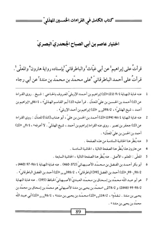 ‫كتاب‬
‫امل‬5‫الأ‬
‫فى‬
‫الراءات‬
‫افن‬
‫للهذز‬
‫اخسار‬
‫عاصم‬
‫بن‬
‫أبى‬
‫الصباح‬
‫الجحدري‬
‫المري‬
‫قرأت‬
‫على‬
‫إبراهمل‬
‫عن‬
‫أبي‬
‫اني‬‫ق‬‫اطر‬‫ب‬‫ال‬‫و‬
ْ‫د‬‫أياسا‬
‫اية‬‫و‬‫ر‬
"‫هارون؛‬
‫والعزأ‬
‫قرأت‬
‫على‬
‫أحمد‬
‫الباطرقانى‬
‫على‬
‫محمد‬
‫بن‬
‫محمد‬
‫بن‬
‫متدة‬
‫عن‬
‫أبى‬
‫رجاء‬
1
‫ع‬
‫نه‬
‫غاية‬
‫النه‬
‫اية‬
9/1
(
21
)
)‫رر(ك‬
‫إبراهيم‬
‫بن‬
‫أحمد‬
‫الإربلي‬
‫العروق‬
‫بالحاجي‬
‫شيخ‬
.
‫روى‬
‫القراءة‬
‫عن‬
)‫(ك‬
‫أحمد‬
‫بن‬
‫الحس‬
‫بن‬
‫علي‬
‫العدل‬
.
‫قرأ‬
‫عليه‬
)‫(ك‬
‫أبو‬
‫القاسم‬
‫الهذلي‬
‫؛‬‫ا‬
،
02‫لمةب‬
‫ُرإبرامم‬
‫بن‬
،‫أحمد‬
‫شخ‬
))‫الهذلي‬
،
98/2
‫تحل‬
))‫^^^هيمينأسدالإر؛لي‬
.
2
‫حم‬
‫ه‬
‫غاية‬
‫الهاية‬
46/1
(
194
)
)‫«(ك‬
‫أحشد‬
‫ين‬
‫الحسن‬
‫بن‬
،‫علي‬
‫أبو‬
‫عتاب‬
]‫[كذا‬
‫العدل‬
:
‫روى‬
‫القراءة‬
‫عن‬
)‫(ك‬
‫جعفر‬
‫بن‬
‫نصير‬
•
‫روى‬
‫عنه‬
‫القراءة‬
‫إبراهيم‬
‫بن‬
‫أحمد‬
،
‫شخ‬
‫الهذلي‬
.
‫ا‬‫ل‬
))‫أعرفه‬
،
‫ل‬
‫ر‬
)‫رر(ك‬
‫أحمد‬
‫بن‬
‫الحز‬
‫بن‬
‫علي‬
))‫العدل‬
.
‫ق‬
‫ع‬
‫نه‬
‫ينظر‬
‫هتا‬
‫الحاشية‬
‫السادسة‬
‫من‬
‫هذه‬
‫الصفحة‬
.
4
‫ع‬
‫ن‬
‫هارون‬
‫هذا‬
‫يتظر‬
‫هنا‬
‫الصفحة‬
،‫التالية‬
‫الحاشية‬
‫ال‬
‫ادمة‬
.
5
‫ا‬
‫لعز‬
:
،‫العلم‬
.‫الأصل‬
‫عنه‬
‫نظر‬
‫ا‬‫ن‬‫ه‬
‫اكفحة‬
،‫الية‬‫خ‬‫ال‬
‫اثية‬‫ح‬‫ال‬
‫ال‬
.‫ا؛عة‬
6
‫أ‬
‫بو‬
‫بكرأحمد‬
‫بن‬
‫الفضل‬
‫بن‬
‫محني‬
‫الأصهاني‬
(
372
-
460
)
.
‫عنه‬
‫غاية‬
‫المهاية‬
96/1
79-
(
440
،)
98/2
-‫_ل‬
99
‫ل‬
)‫رل(ك‬
‫أحمد‬
‫بن‬
‫الفضل‬
]99[
))‫الجارقاني‬
،
98/2
‫ل‬9.‫ل‬3‫ق‬
)‫لر(ك‬
‫أحمد‬
‫بن‬
‫الفضل‬
))‫رئني‬u‫ا‬
.
7
‫ه‬
‫وأبو‬
‫عبد‬
‫الله‬
‫محمد‬
‫بن‬
‫إمعحاق‬
‫بن‬
‫محمد‬
‫العبدى‬
‫الأصبهاني‬
‫الحافظ‬
(
395
)
.
‫عنه‬
‫غاية‬
‫النهاية‬
99-98/2
(
2848
)
‫و‬
278/2
‫ِو‬‫أ‬
‫ررمحمد‬
‫بن‬
‫يحيى‬
‫بن‬
‫منية‬
‫الأصثهاني‬
‫هو‬
‫محمد‬
‫بن‬
‫إسحاق‬
‫بن‬
‫محمد‬
‫بن‬
‫يحيى‬
‫بن‬
‫منية‬
.
))‫تقدم‬
،
114/2
‫و_ق‬
)‫رر(ك‬
‫محني‬
‫بن‬
‫مى‬
‫بن‬
،)‫منية‬
،
-2‫لمقم‬
22
،‫اررك‬
،‫أمح‬
‫بد‬
‫الله‬
‫محمد‬
‫بن‬
‫يحم‬
‫بن‬
‫منية‬
ُ‫ا‬
•
 