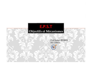 Objectifs et Mécanismes
E.P.S.T
1
Prof Kamel BESBES
DG CRMN
 