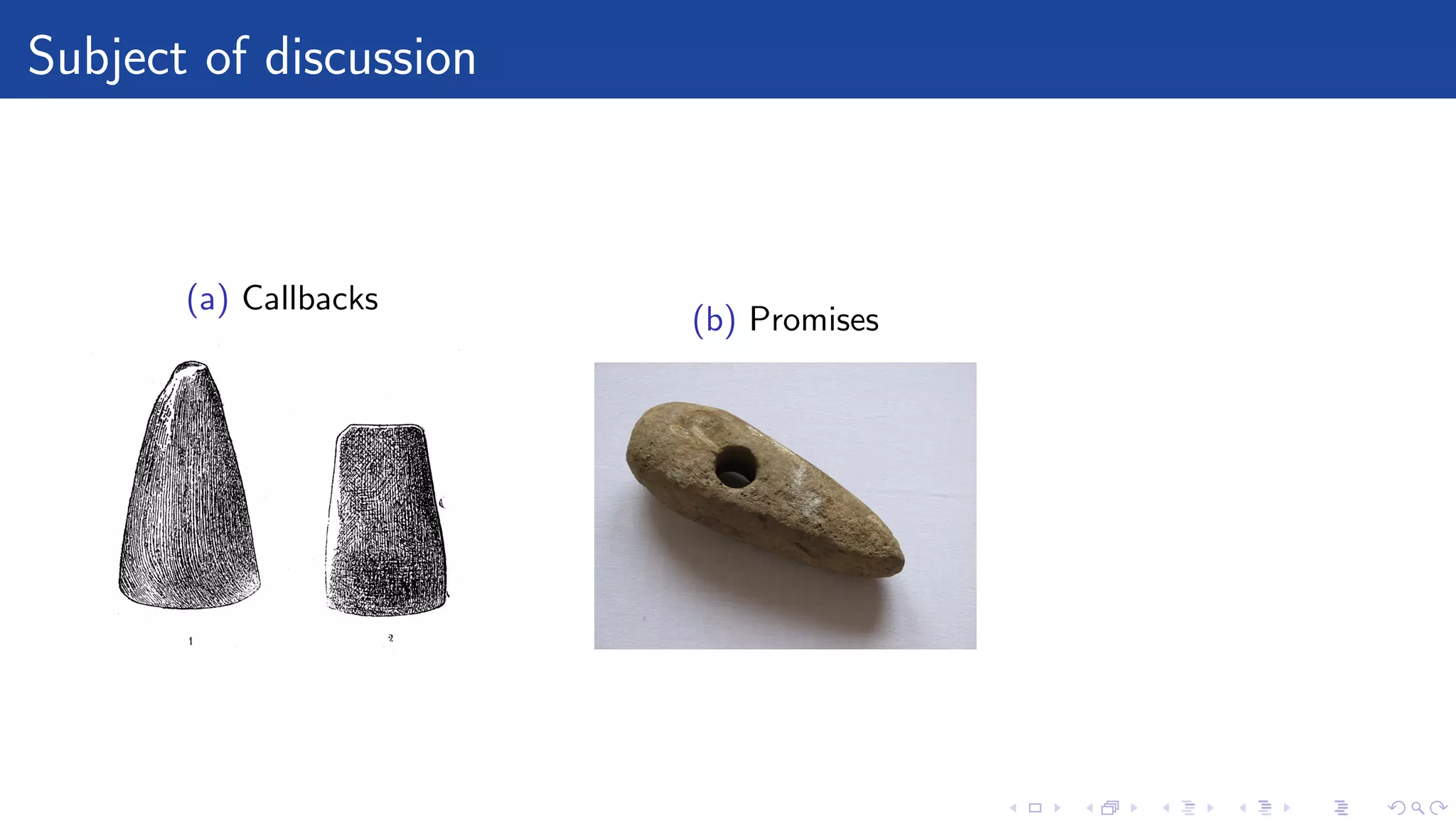 Subject of discussion
(a) Callbacks
(b) Promises
 