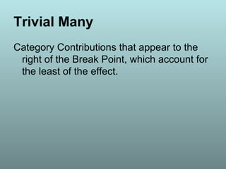 Trivial Many
Category Contributions that appear to the
right of the Break Point, which account for
the least of the effect.
 
