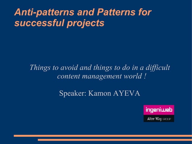 Kamon Ayeva Antipatterns, Patterns, And Rules Of Thumb For Successful ...