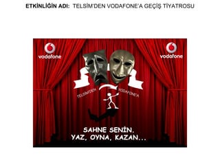 ETKİNLİĞİN ADI: TELSİM’DEN VODAFONE’A GEÇİŞ TİYATROSU
 