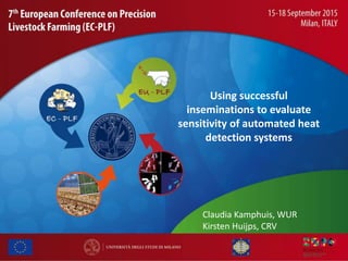 Using successful
inseminations to evaluate
sensitivity of automated heat
detection systems
Claudia Kamphuis, WUR
Kirsten Huijps, CRV
 