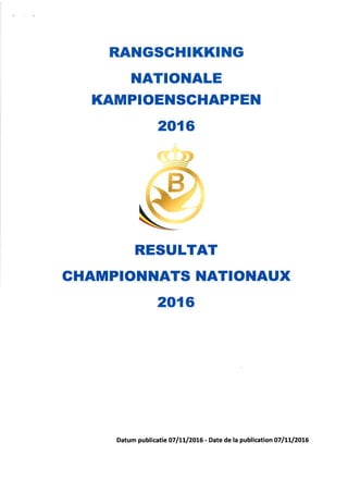 Championnats Nationaux RFCB / National Kampioenschappen 2016