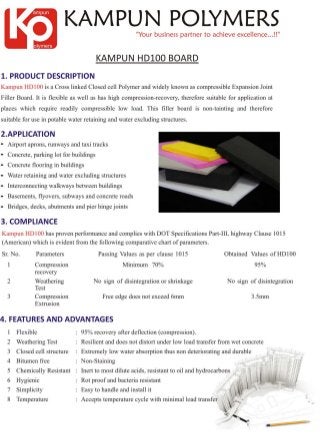 Kampun hd100 catalog - expansion joint filler boards (Our websites: http://www.kampun.com/ http://hd100.in/ )