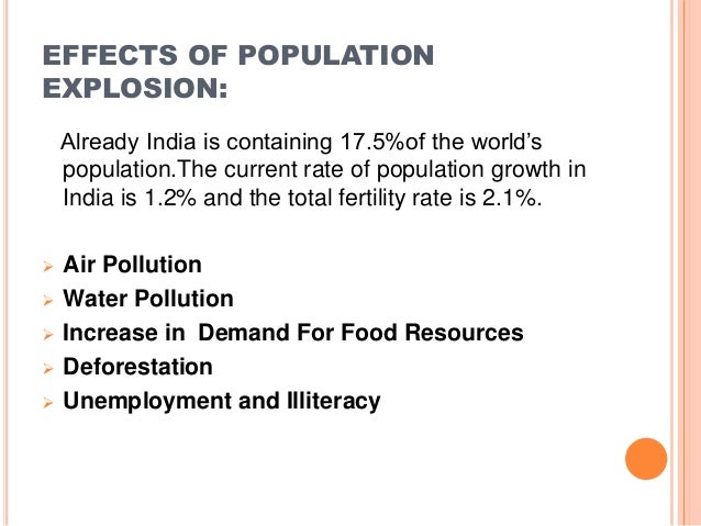 Population explosion and family welfare programme