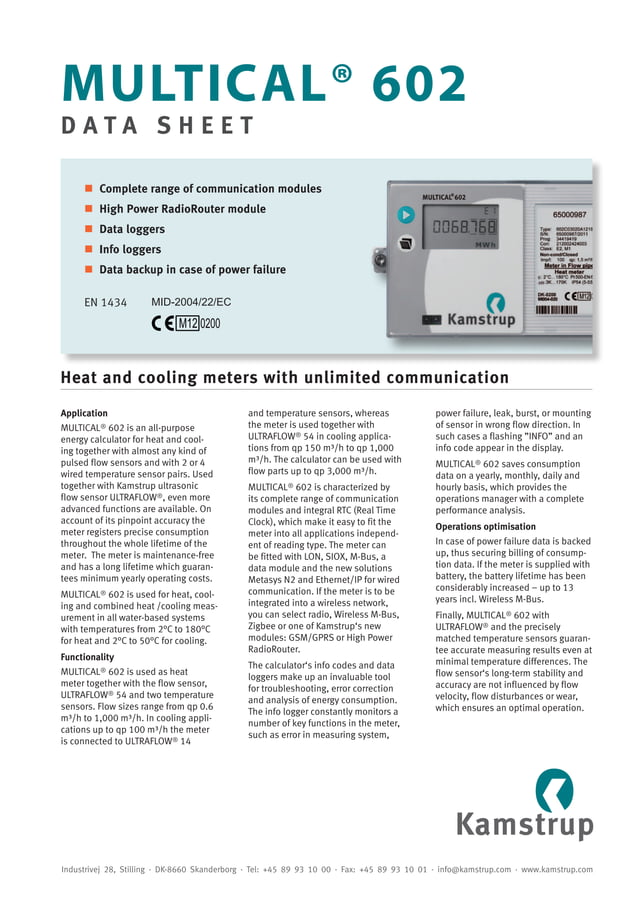 Kamstrup RHI Compliant Heat Meters & Thermal Energy Measurement