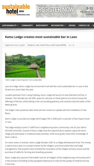 Sustainable Hotel News Spotlights the New Bar of Luang Prabang Eco-friendly Resort Kamu Lodge