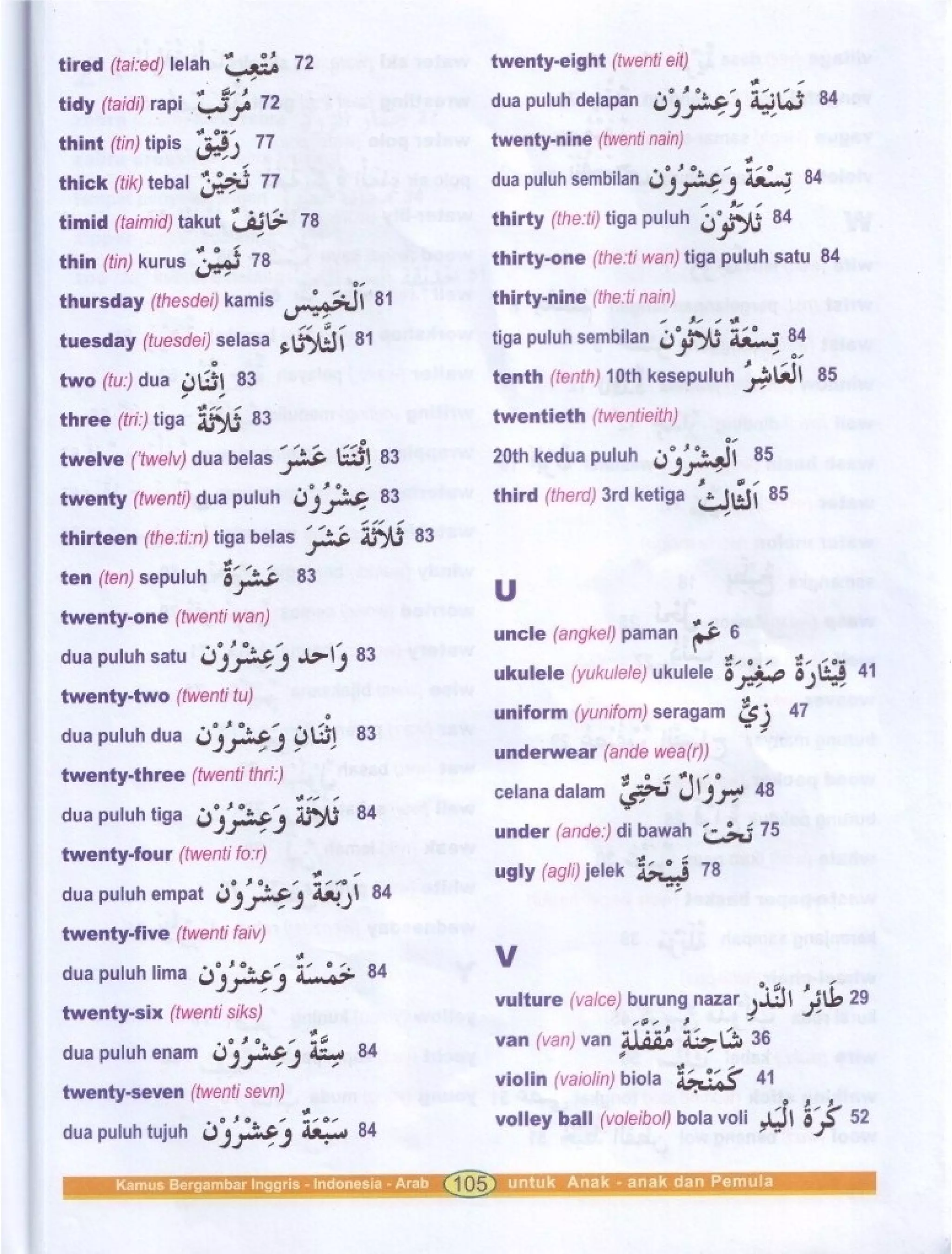 Kamus Bergambar Bahasa Indonesia Bahasa Inggris Bahasa Arab