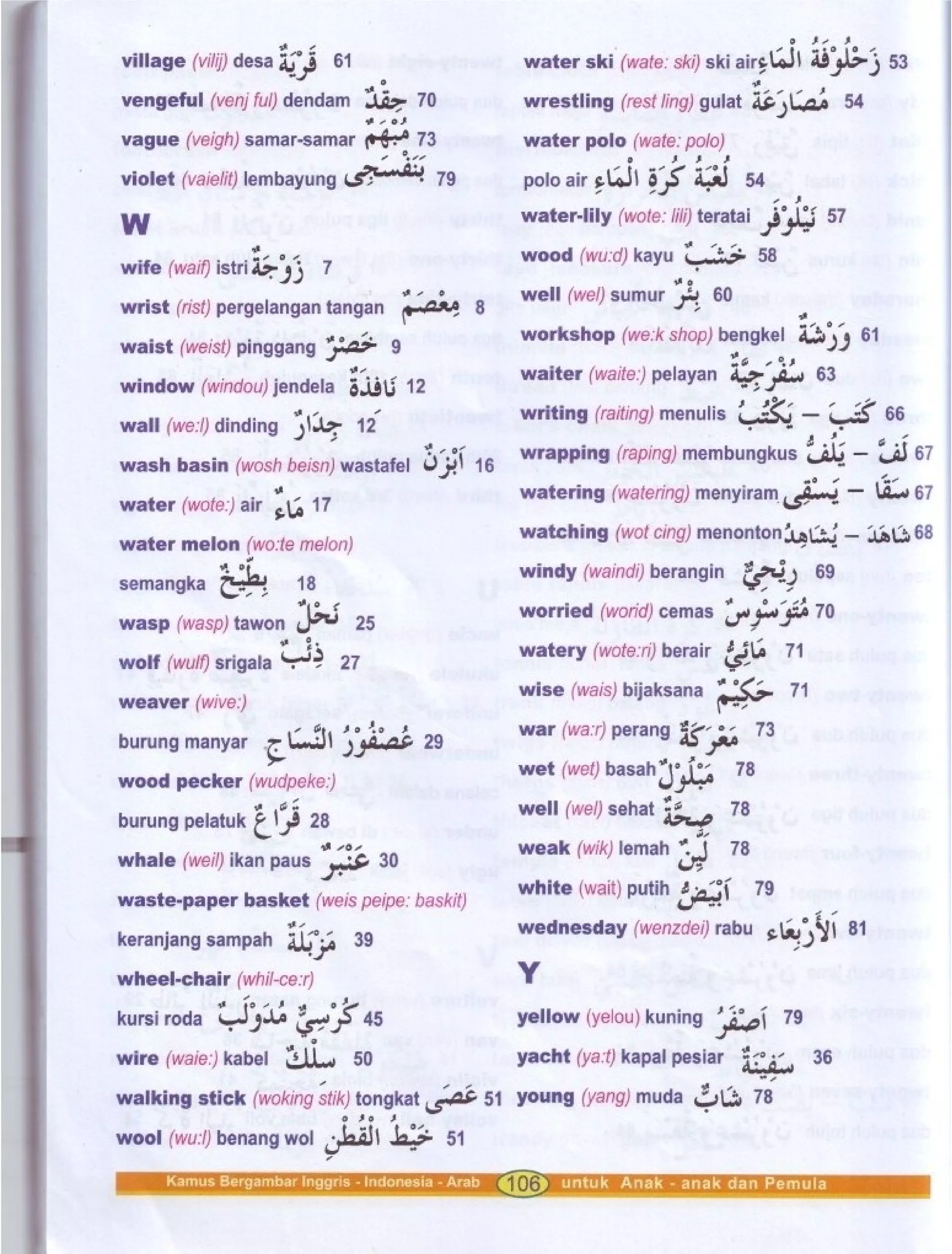 Kamus Bergambar Bahasa Indonesia Bahasa Inggris Bahasa Arab