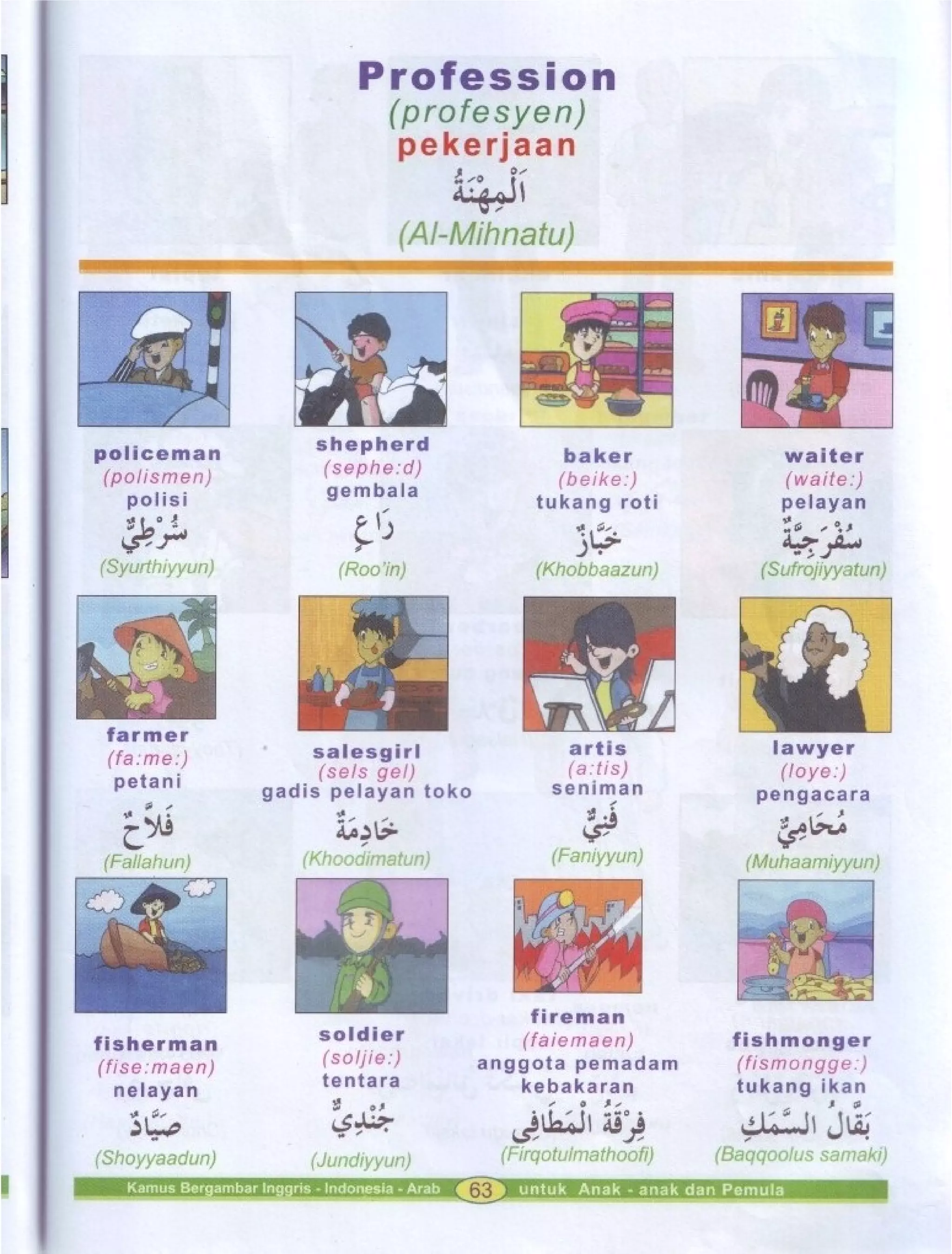 Kamus Bergambar Bahasa Indonesia Bahasa Inggris Bahasa Arab