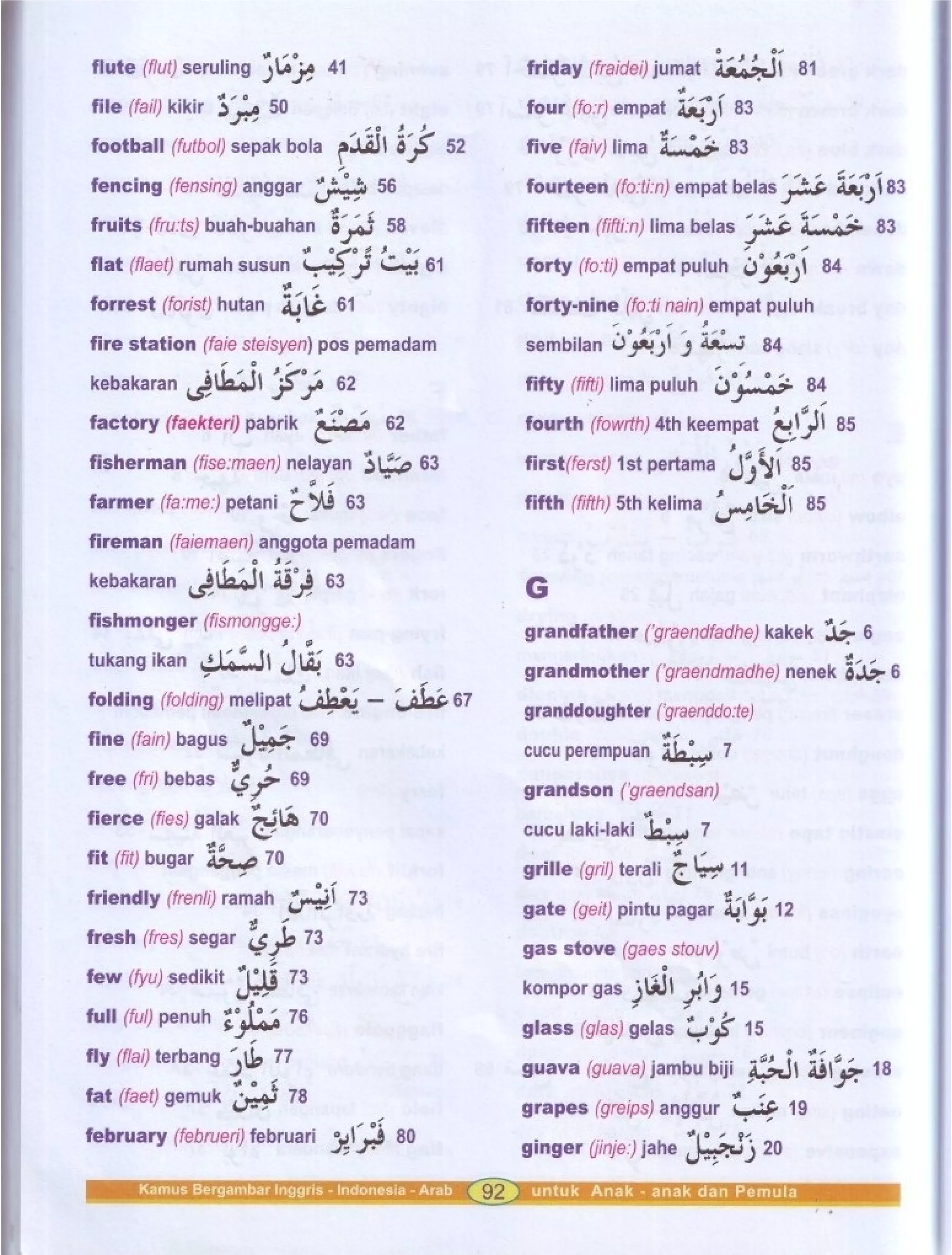 Kamus Bergambar Bahasa Indonesia Bahasa Inggris Bahasa Arab