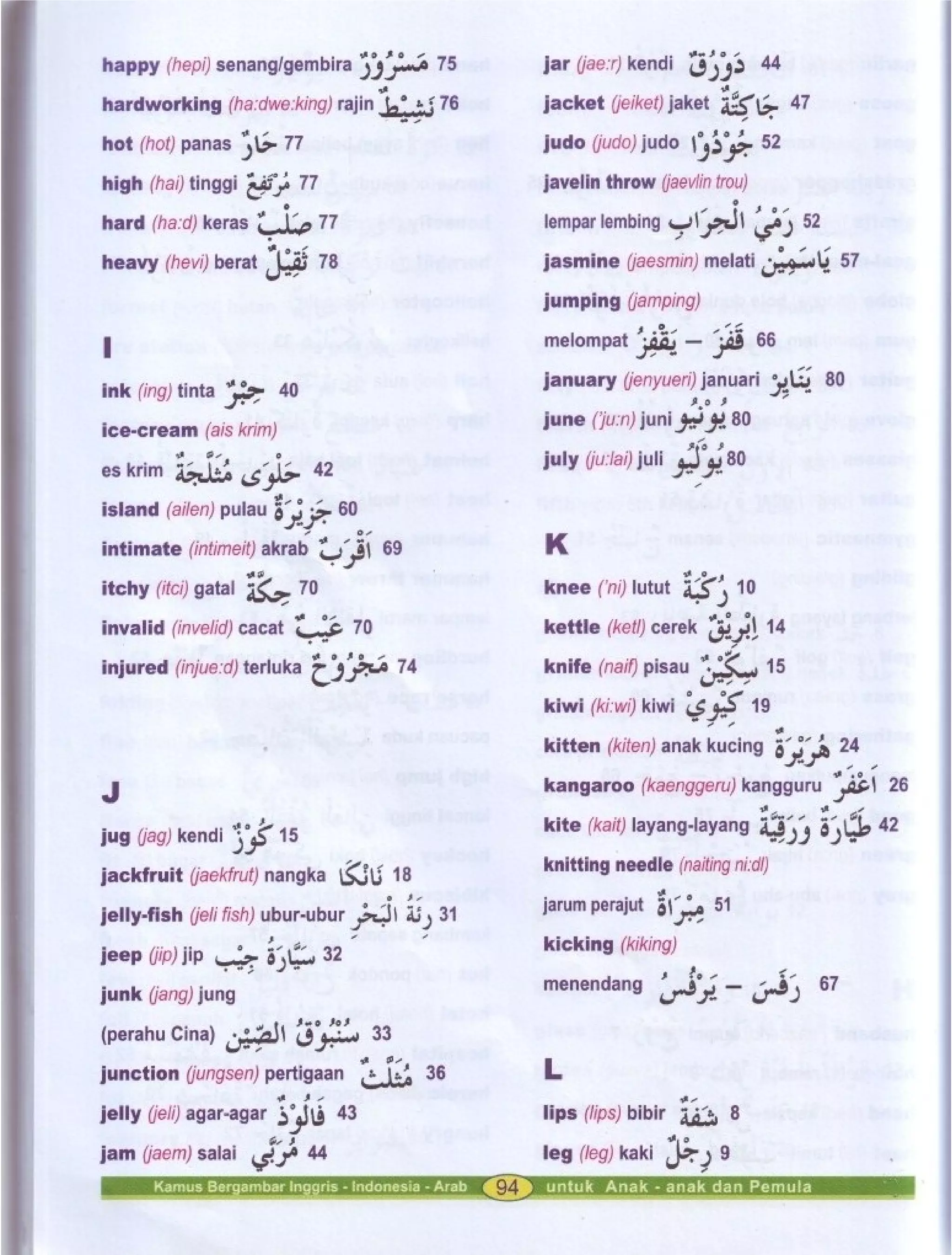 Kamus Bergambar Bahasa Indonesia Bahasa Inggris Bahasa Arab
