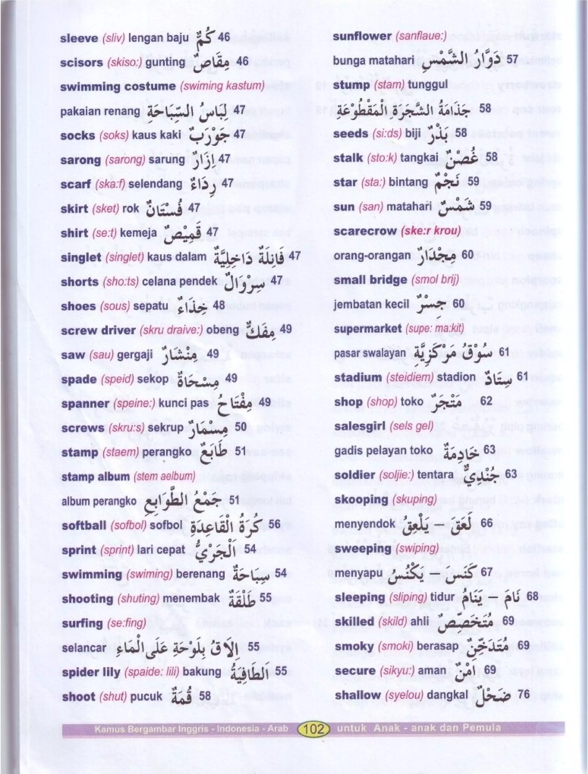 Kamus Bergambar Bahasa Indonesia Bahasa Inggris Bahasa Arab