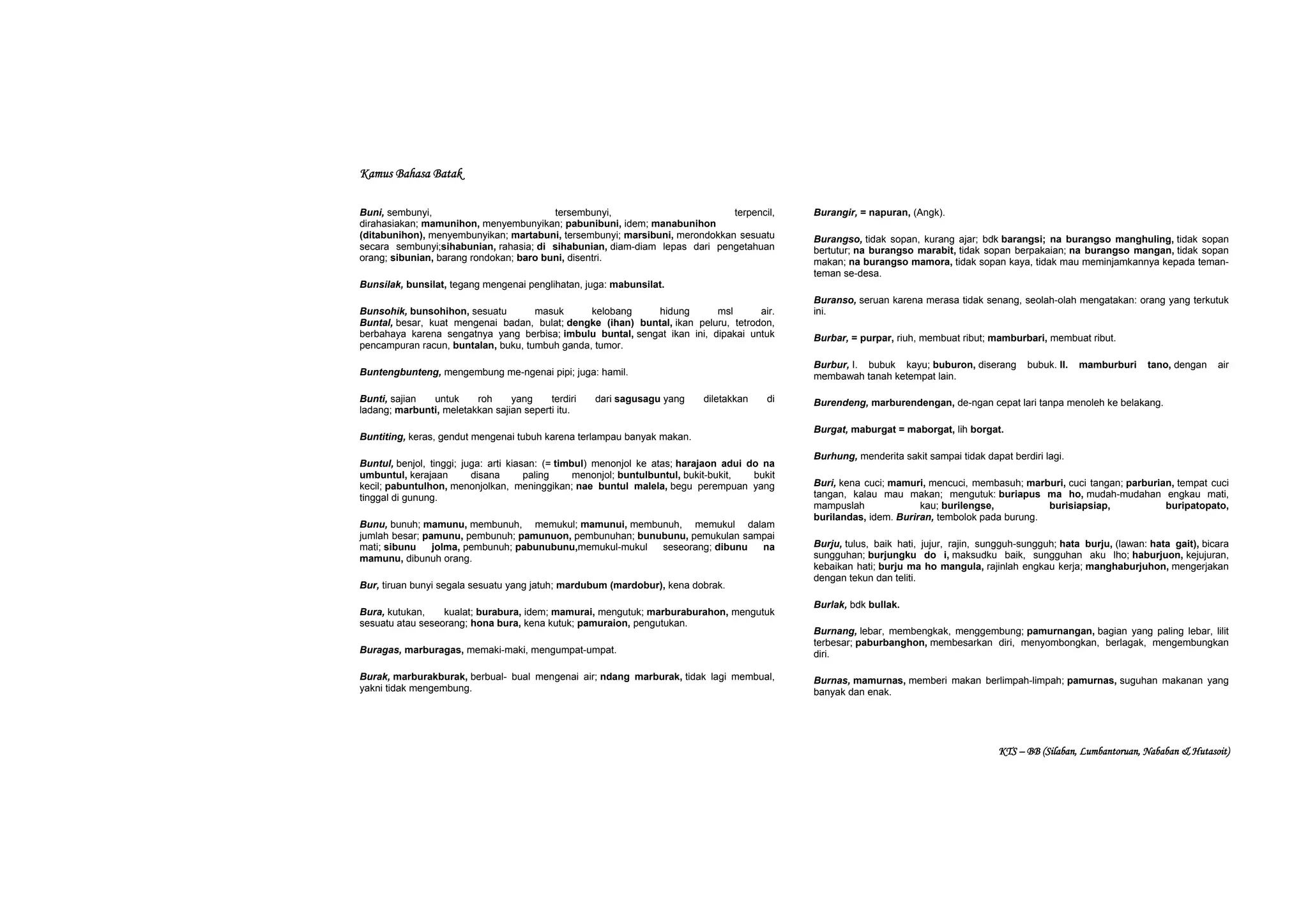 Kosakata Dasar dalam Bahasa Batak