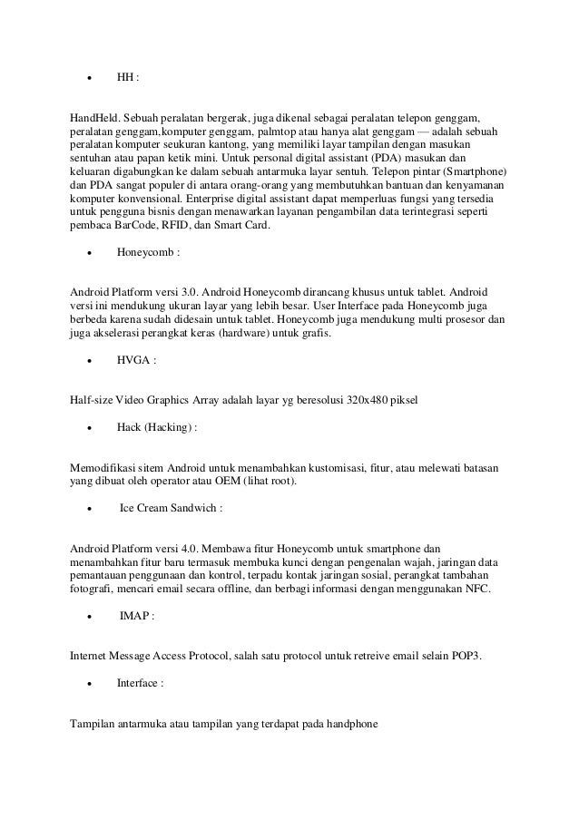 Kamus istilah & fungsi kata dalam bahasa android