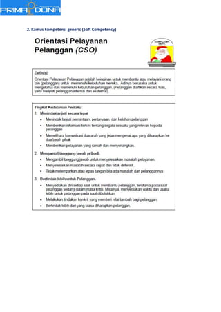 2. Kamus kompetensi generic (Soft Competency)
 