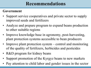 Kidney Beans Value Chain and Export Capacity in the Kyrgyz Republic