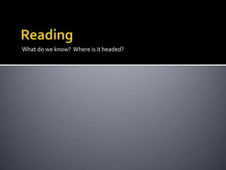 ReadingWhat do we know?  Where is it headed?  