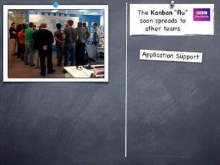 The Kanban “ﬂu”
 soon spreads to
   other teams


 Application Support
 