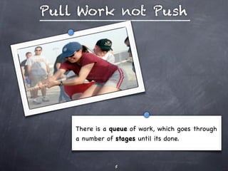 Pull Work not Push




    There is a queue of work, which goes through
    a number of stages until its done.



                5
 