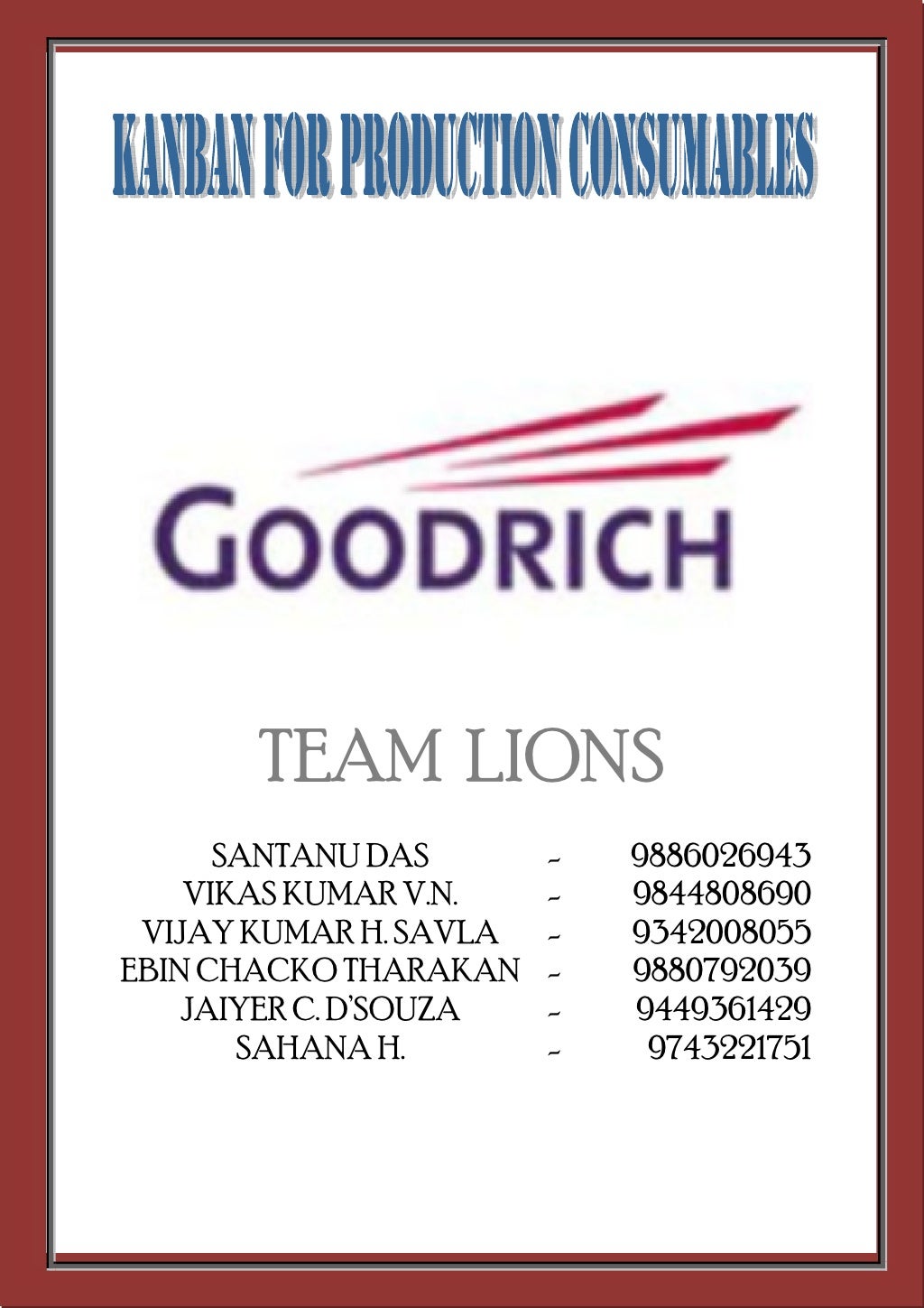 Kanban for productions goodrich aerospace (live project)