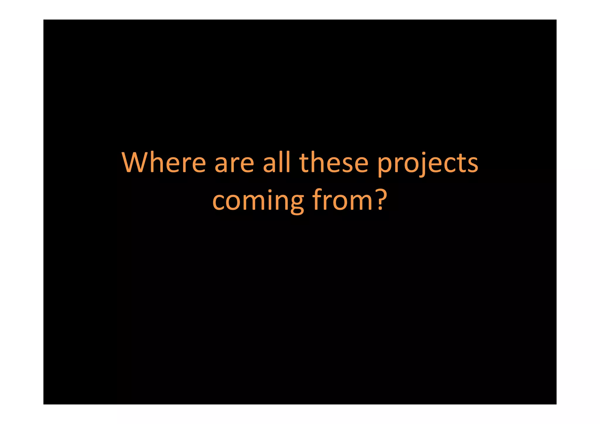 Where are all these projects
      coming from?
 