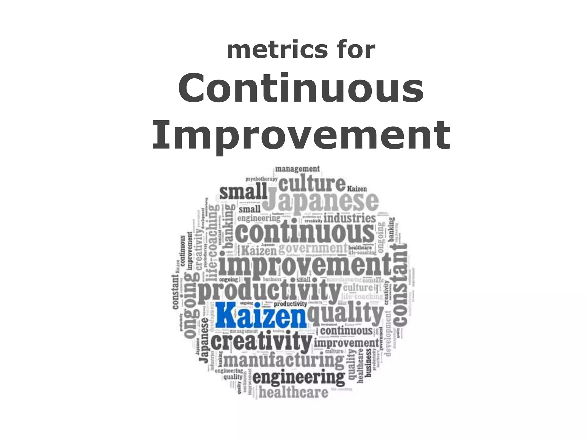 metrics for
Continuous
Improvement
 