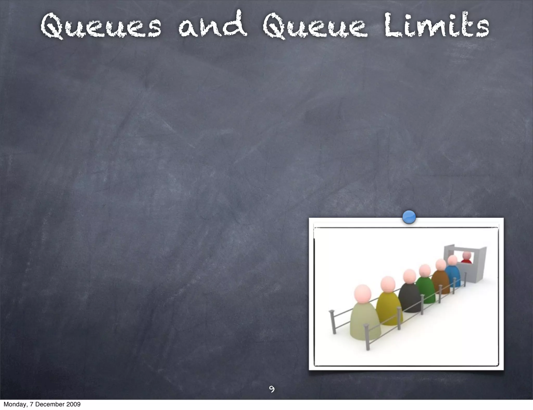 Queues and Queue Limits




                          9
Monday, 7 December 2009
 