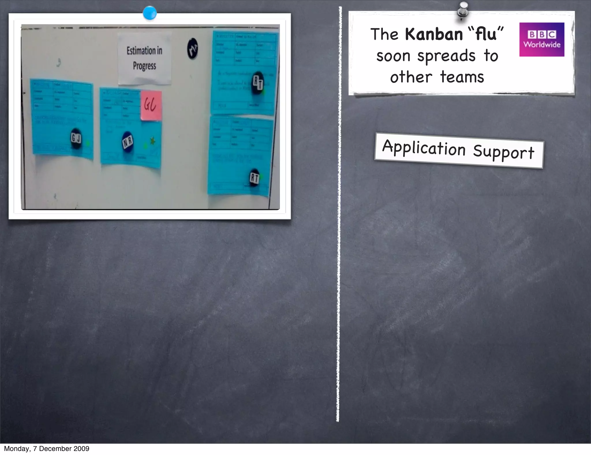 The Kanban “ﬂu”
                           soon spreads to
                             other teams


                           Application Support




Monday, 7 December 2009
 