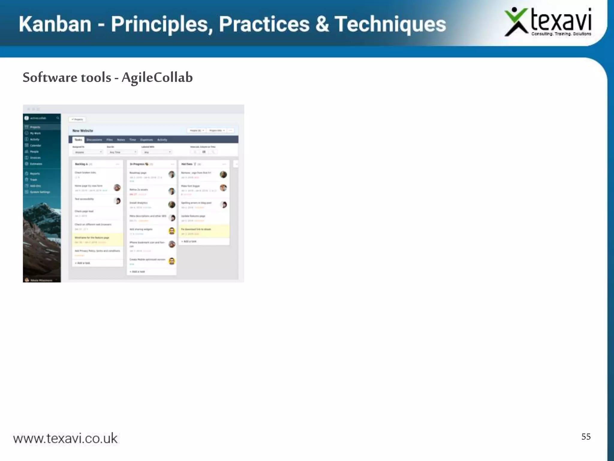 55
Software tools - AgileCollab
 