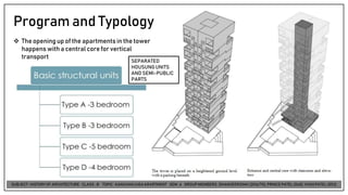 ❖ The opening up of the apartmentsin the tower
happenswith a central coreforvertical
transport
SEPARATED
HOUSUNGUNITS
AND SEMI-PUBLIC
PARTS
Program and Typology
 