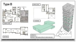 TypeB
AMOUNT: 8
BEDROOMS : 3
DETAILS: 1 BIGLOGGIA, OPEN AT 2 SIDES(NW & NE)
UPER LEVEL
LOWER LEVEL
SECTION
3D MODEL
 