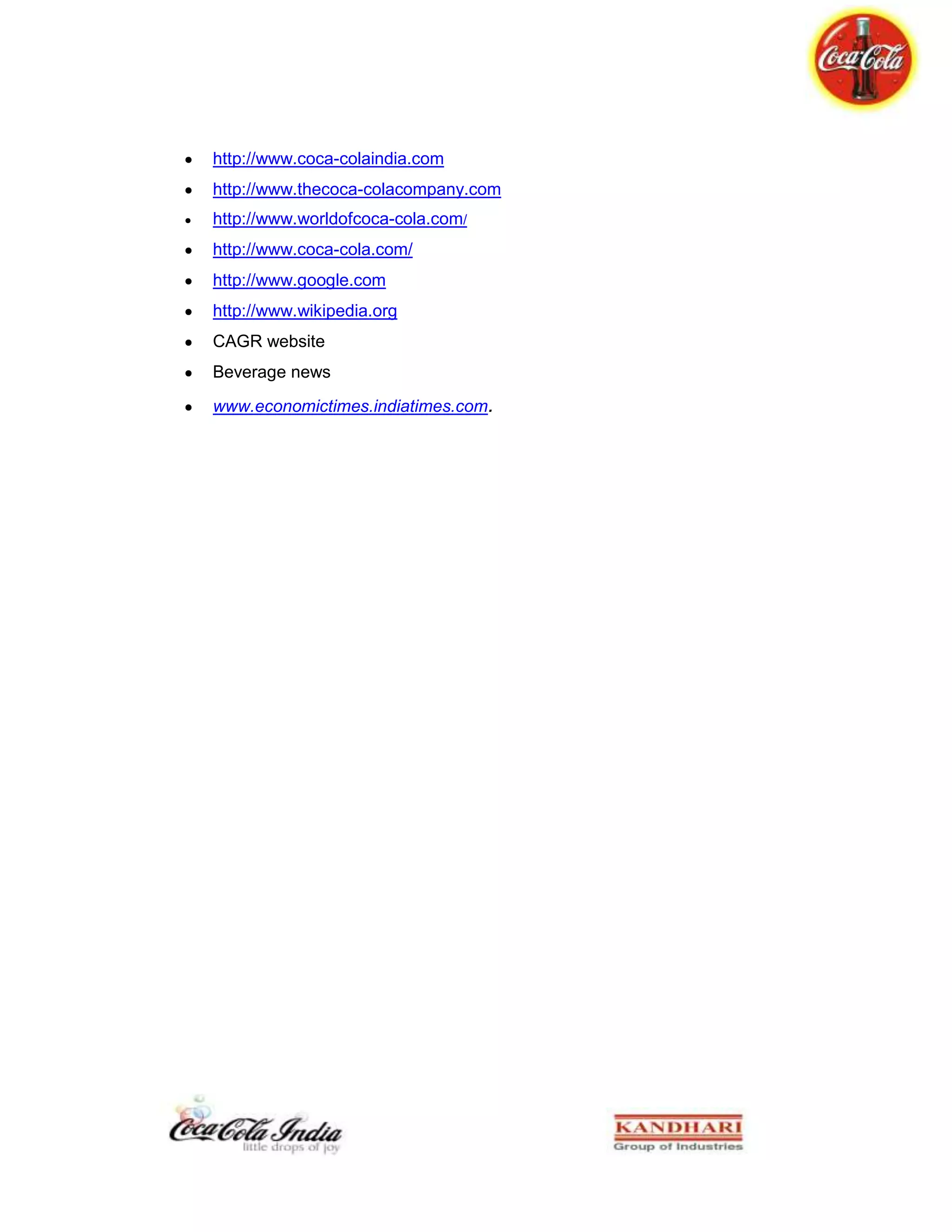 Coca-Cola Summer Internship Report