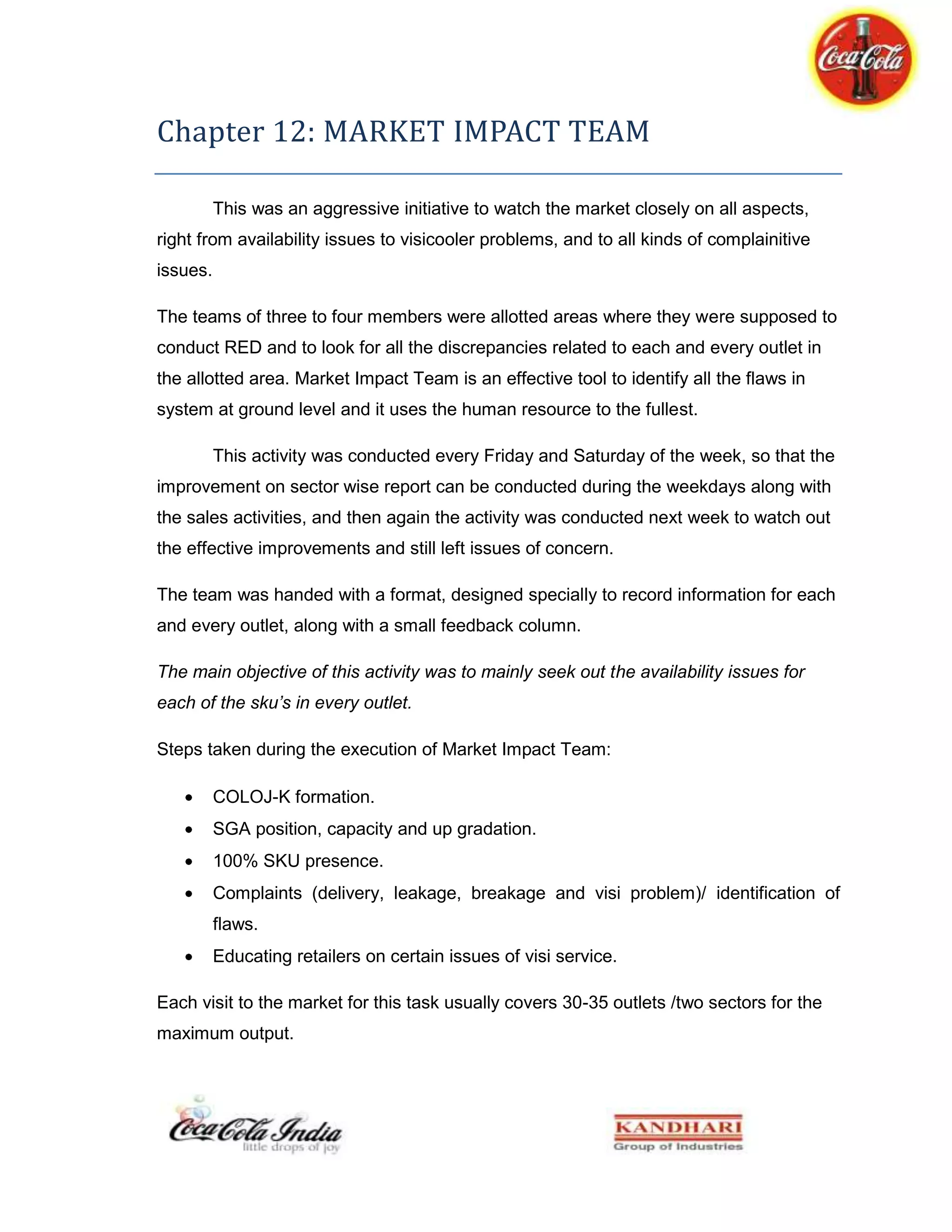 Coca-Cola Summer Internship Report