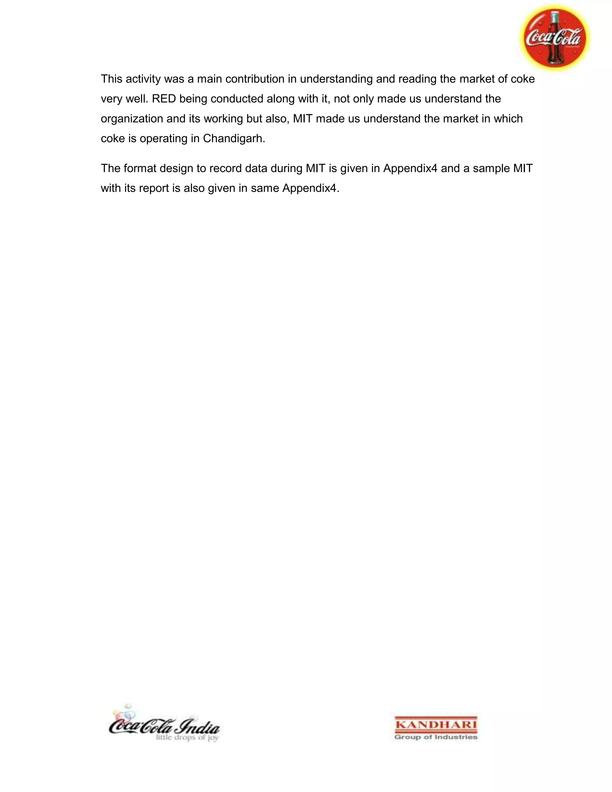 Coca-Cola Summer Internship Report