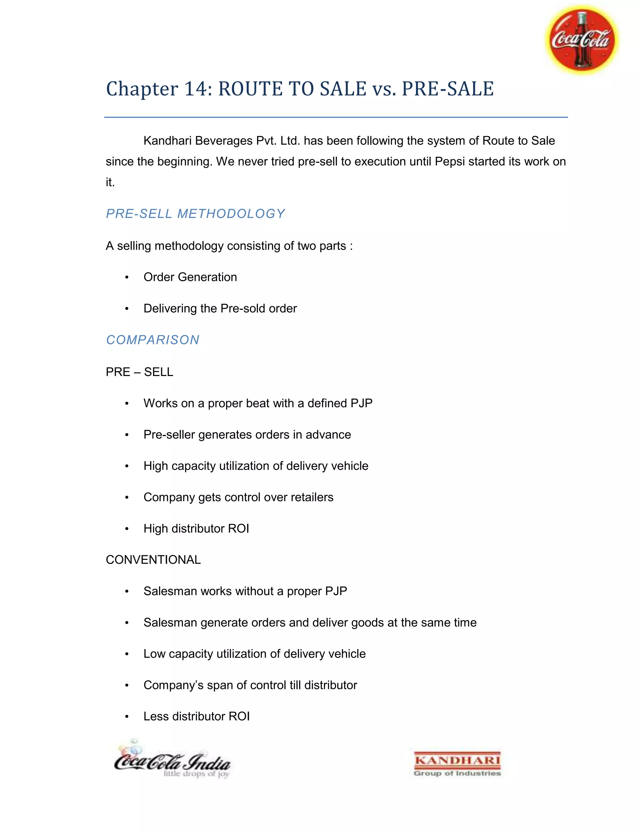 Coca-Cola Summer Internship Report