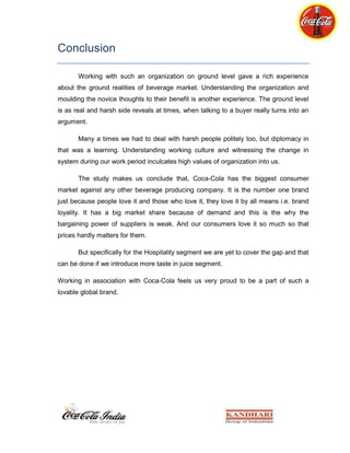 Coca-Cola Summer Internship Report