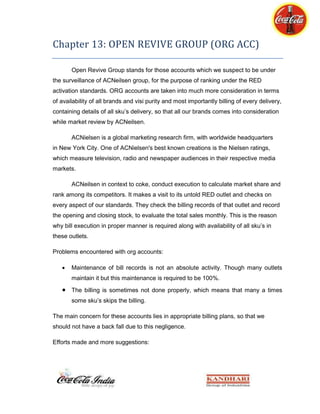 Coca-Cola Summer Internship Report